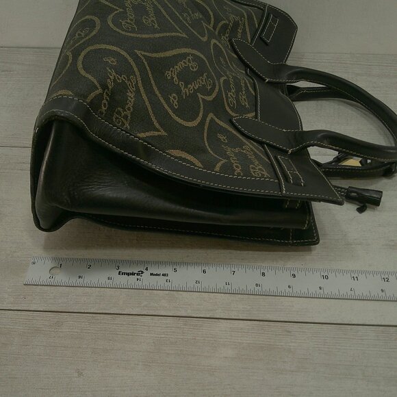 Dooney & Bourke Vintage Classic Signature Heart Pattern Y2K Leather Canvas Tote - Picture 4 of 9